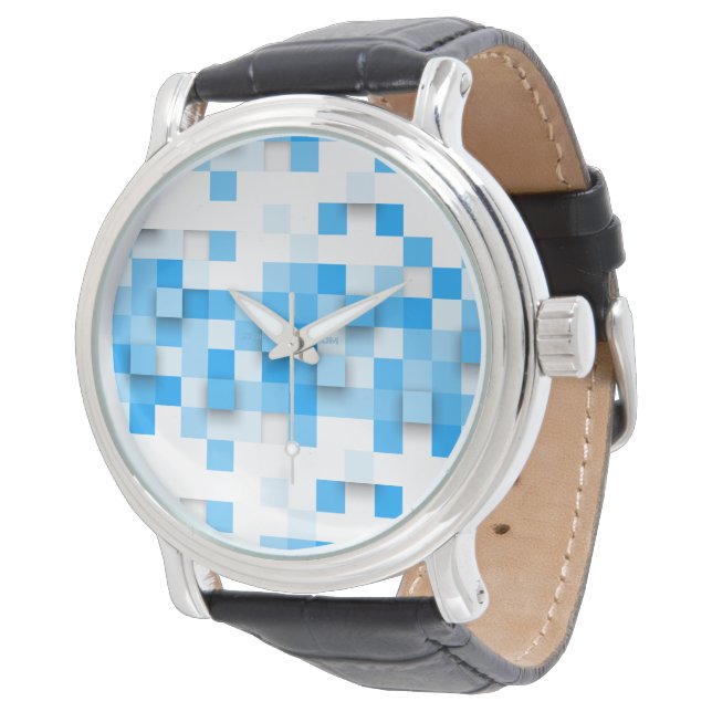 SlipperyJoe's Quadrat Kunstwerk Mosaik modernen dr Armbanduhr (Schrägansicht)