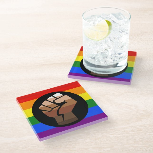SlipperyJoe's Quee Gay-Gay-Geschenke "People of Co Glasuntersetzer (Schrägansicht)