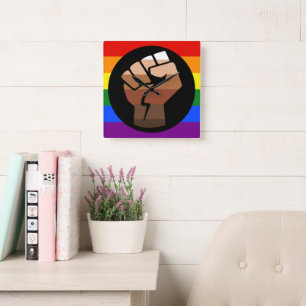 SlipperyJoe's Quee Gay-Gay-Geschenke "People of Co Quadratische Wanduhr