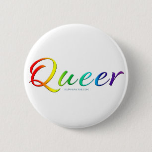 SlipperyJoe's quee Stolzfarben Wort bunt vib Button