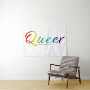 SlipperyJoe's quee Stolzfarben Wort bunt vib Wandteppich