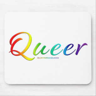 SlipperyJoe's queere Stolzfarben Wort stolzes Symb Mousepad