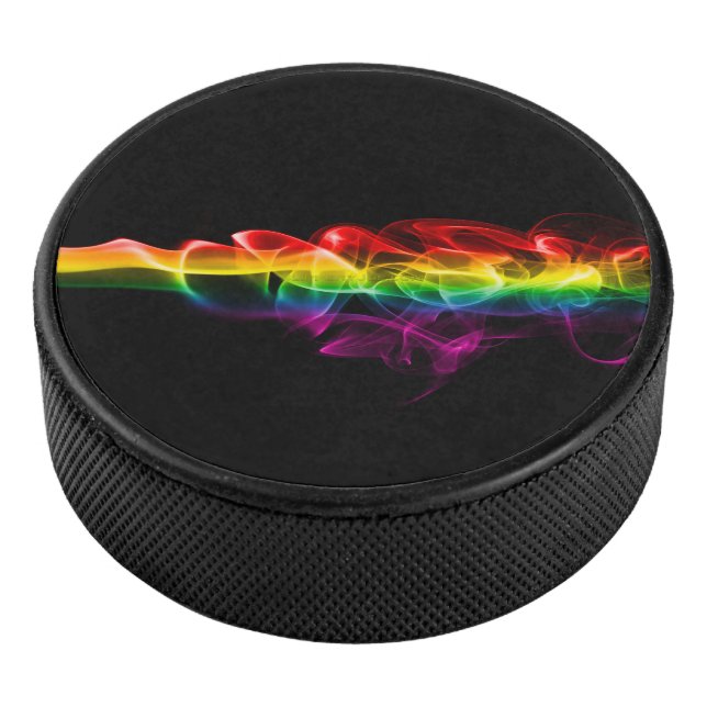 SlipperyJoe's rauchlebendige Regenbogenfarben feie Eishockey Puck (3/4)