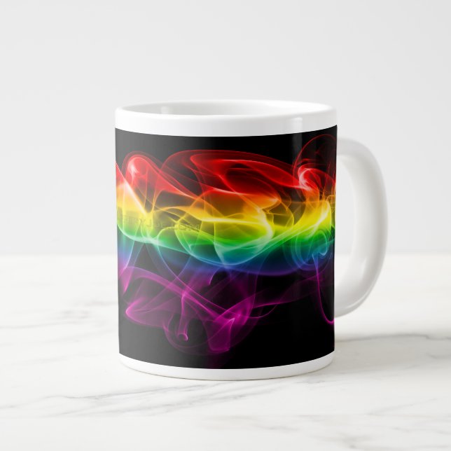 SlipperyJoe's rauchlebendige Regenbogenfarben feie Jumbo-Tasse (Vorderseite Rechts)