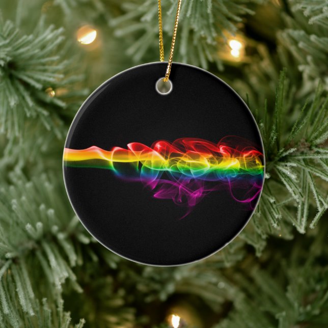 SlipperyJoe's rauchlebendige Regenbogenfarben feie Keramik Ornament (Baum)