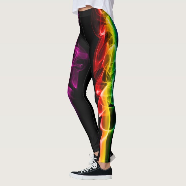 SlipperyJoe's rauchlebendige Regenbogenfarben feie Leggings (Links)