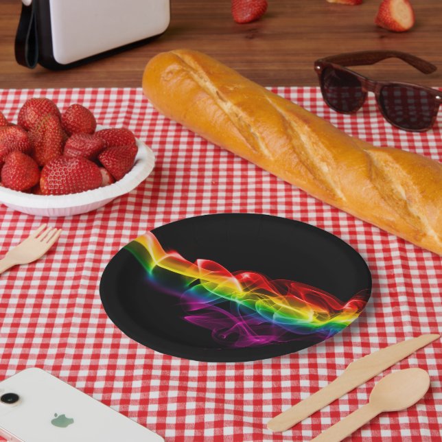 SlipperyJoe's rauchlebendige Regenbogenfarben feie Pappteller (Picknick)