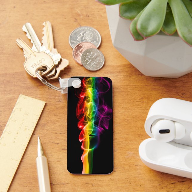 SlipperyJoe's rauchlebendige Regenbogenfarben feie Schlüsselanhänger (Schreibtisch)