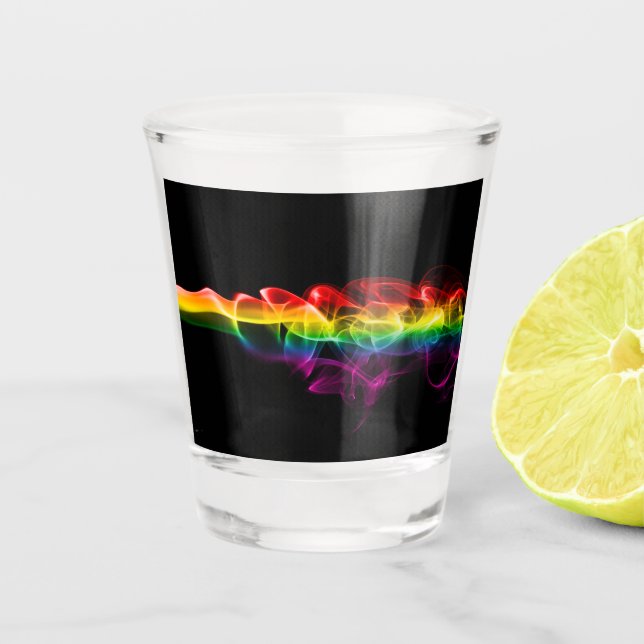 SlipperyJoe's rauchlebendige Regenbogenfarben feie Schnapsglas (Vorderseite)