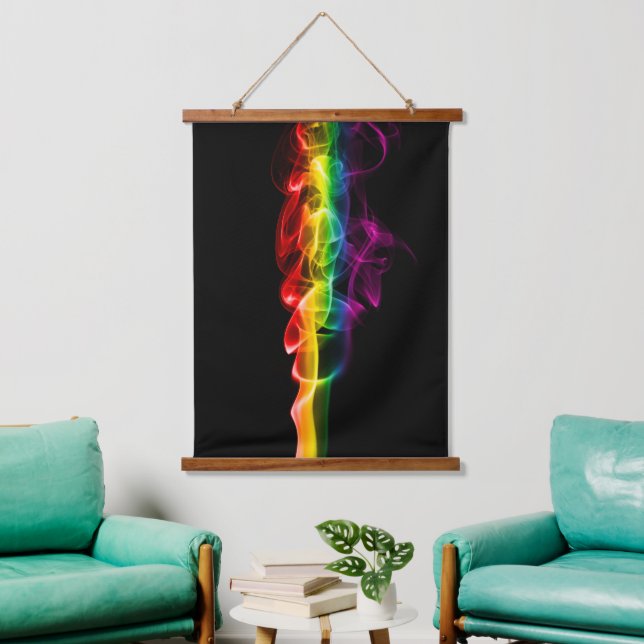 SlipperyJoe's rauchlebendige Regenbogenfarben feie Wandteppich Mit Holzrahmen (Wohnzimmer)