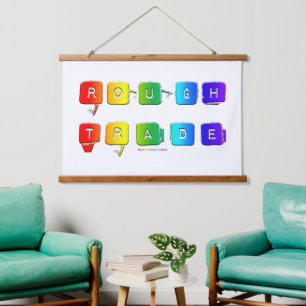 SlipperyJoe's rauer Handel queere Pop-Typografie S Wandteppich Mit Holzrahmen