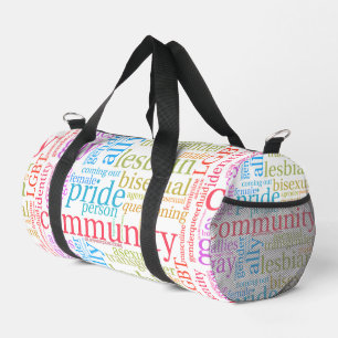 SlipperyJoe's Regenbogen-LGBTQ+-Community-Wortwolk Duffle Bag