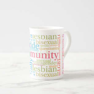 SlipperyJoe's Regenbogen-LGBTQ+-Community-Wortwolk Prozellantasse