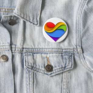 SlipperyJoe's Regenbogen-Schicht-Herzform rot oran Button