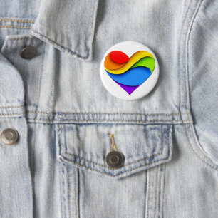 SlipperyJoe's Regenbogen-Schicht-Herzform rot oran Button