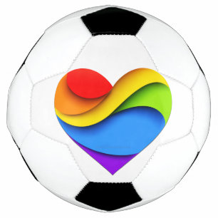 SlipperyJoe's Regenbogen-Schicht-Herzform rot oran Fußball