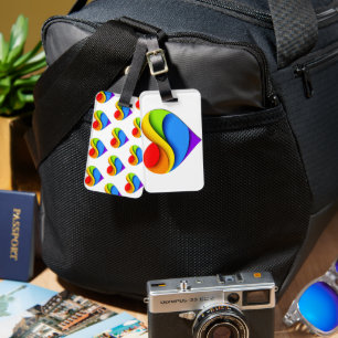 SlipperyJoe's Regenbogen-Schicht-Herzform rot oran Gepäckanhänger