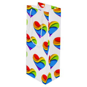 SlipperyJoe's Regenbogen-Schicht-Herzform rot oran Geschenktüte Für Weinflaschen