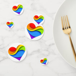 SlipperyJoe's Regenbogen-Schicht-Herzform rot oran Konfetti