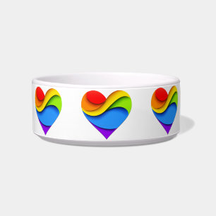SlipperyJoe's Regenbogen-Schicht-Herzform rot oran Napf
