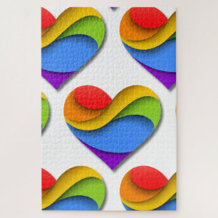 SlipperyJoe's Regenbogen-Schicht-Herzform rot oran Puzzle