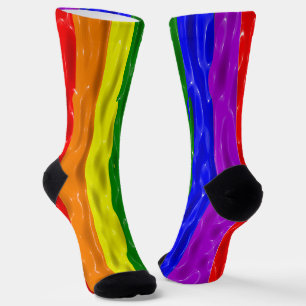 SlipperyJoe's Regenbogenfarben glänzen Flüssigkeit Socken