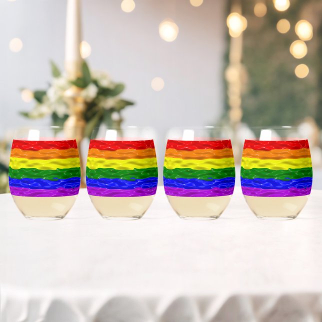 SlipperyJoe's Regenbogenfarben glänzen Flüssigkeit Weinglas Ohne Stiel (Insitu (Hochzeit))