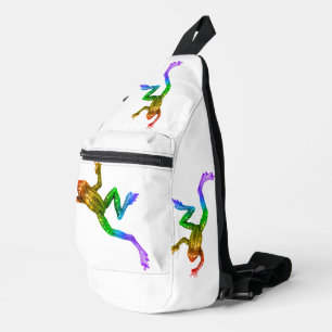 SlipperyJoe's regenbogenfarbener Frosch gerenderte Crossbody Bag
