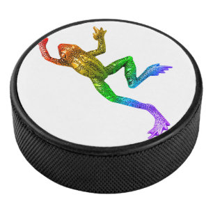 SlipperyJoe's regenbogenfarbener Frosch gerenderte Eishockey Puck