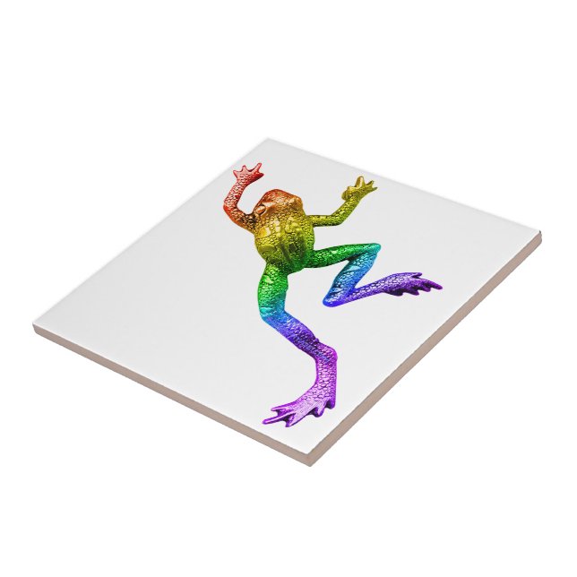SlipperyJoe's regenbogenfarbener Frosch gerenderte Fliese (Seite)