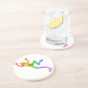 SlipperyJoe's regenbogenfarbener Frosch gerenderte Getränkeuntersetzer