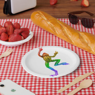 SlipperyJoe's regenbogenfarbener Frosch gerenderte Pappteller