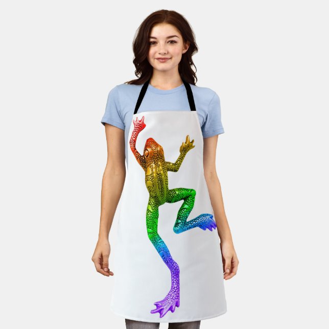SlipperyJoe's regenbogenfarbener Frosch gerenderte Schürze (Getragen)