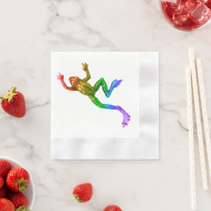 SlipperyJoe's regenbogenfarbener Frosch gerenderte Serviette