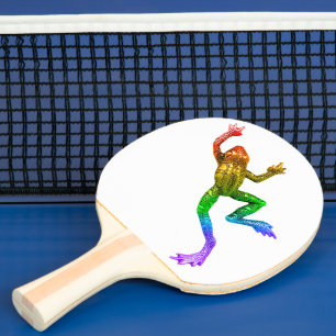 SlipperyJoe's regenbogenfarbener Frosch gerenderte Tischtennis Schläger