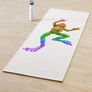 SlipperyJoe's regenbogenfarbener Frosch gerenderte Yogamatte