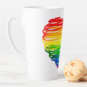 SlipperyJoes regenbogenfarbenes Herz mit gekritzel Milchtasse