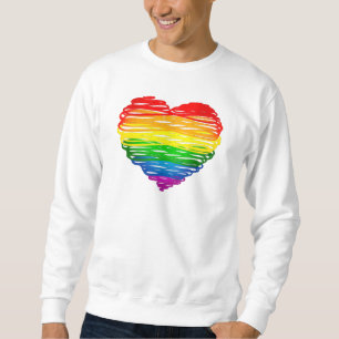 SlipperyJoes regenbogenfarbenes Herz mit gekritzel Sweatshirt