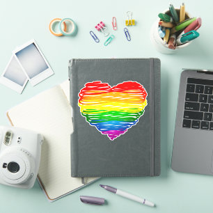 SlipperyJoes regenbogenfarbenes Herz mit kritzelig Aufkleber