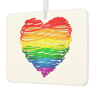 SlipperyJoes regenbogenfarbenes Herz mit kritzelig Autolufterfrischer