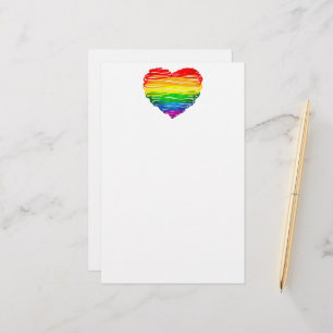 SlipperyJoes regenbogenfarbenes Herz mit kritzelig Briefpapier