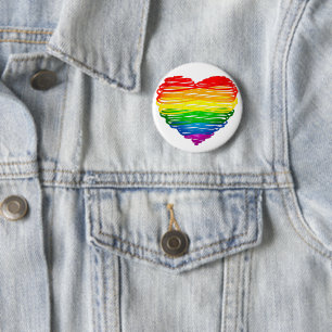 SlipperyJoes regenbogenfarbenes Herz mit kritzelig Button