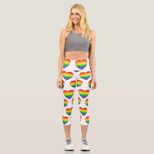 SlipperyJoes regenbogenfarbenes Herz mit kritzelig Capri Leggings