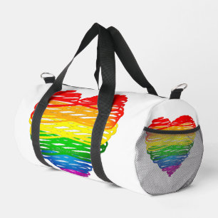 SlipperyJoes regenbogenfarbenes Herz mit kritzelig Duffle Bag