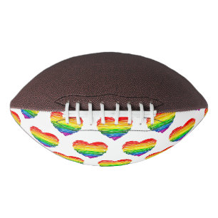SlipperyJoes regenbogenfarbenes Herz mit kritzelig Football