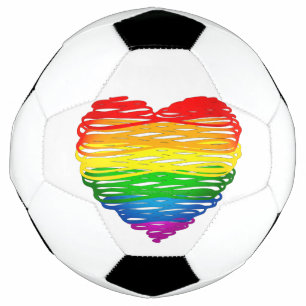 SlipperyJoes regenbogenfarbenes Herz mit kritzelig Fußball