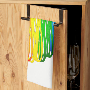 SlipperyJoes regenbogenfarbenes Herz mit kritzelig Geschirrtuch