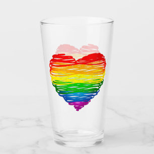 SlipperyJoes regenbogenfarbenes Herz mit kritzelig Glas