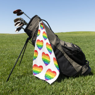 SlipperyJoes regenbogenfarbenes Herz mit kritzelig Golfhandtuch