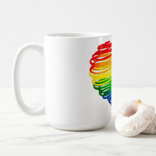SlipperyJoes regenbogenfarbenes Herz mit kritzelig Kaffeetasse